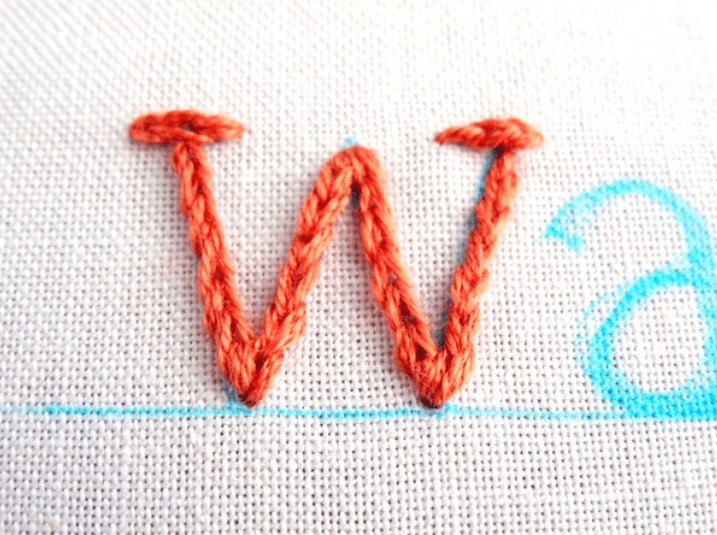 the way of sewing letters on fabric by hand
